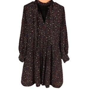 Madewell Women’s 100% Silk Balsam Tie Neck Lined Dress in Starry Night Size 2